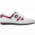 Footjoy Greenjoys Men's Spikeless Golf Shoes - White/Burgundy Red/Black